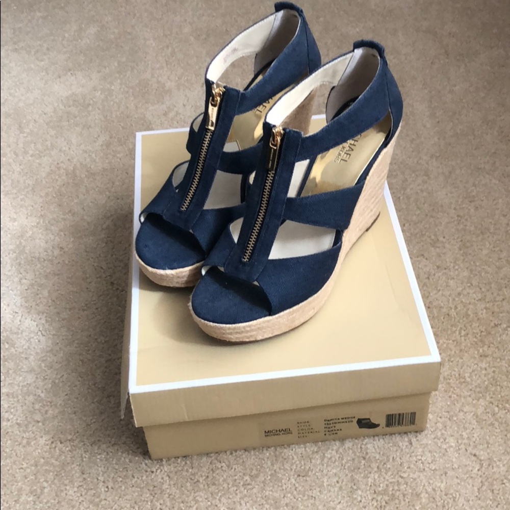 Michael kors damita wedge navy shoe